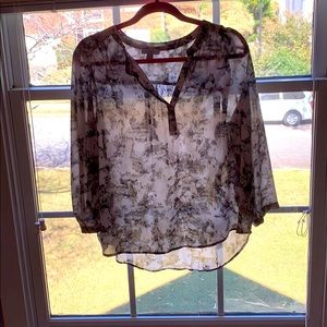 Black and white floral blouse